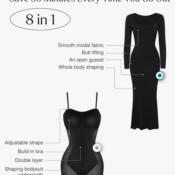 Elegant Black Long Sleeve Dress - Picture 5 of 7